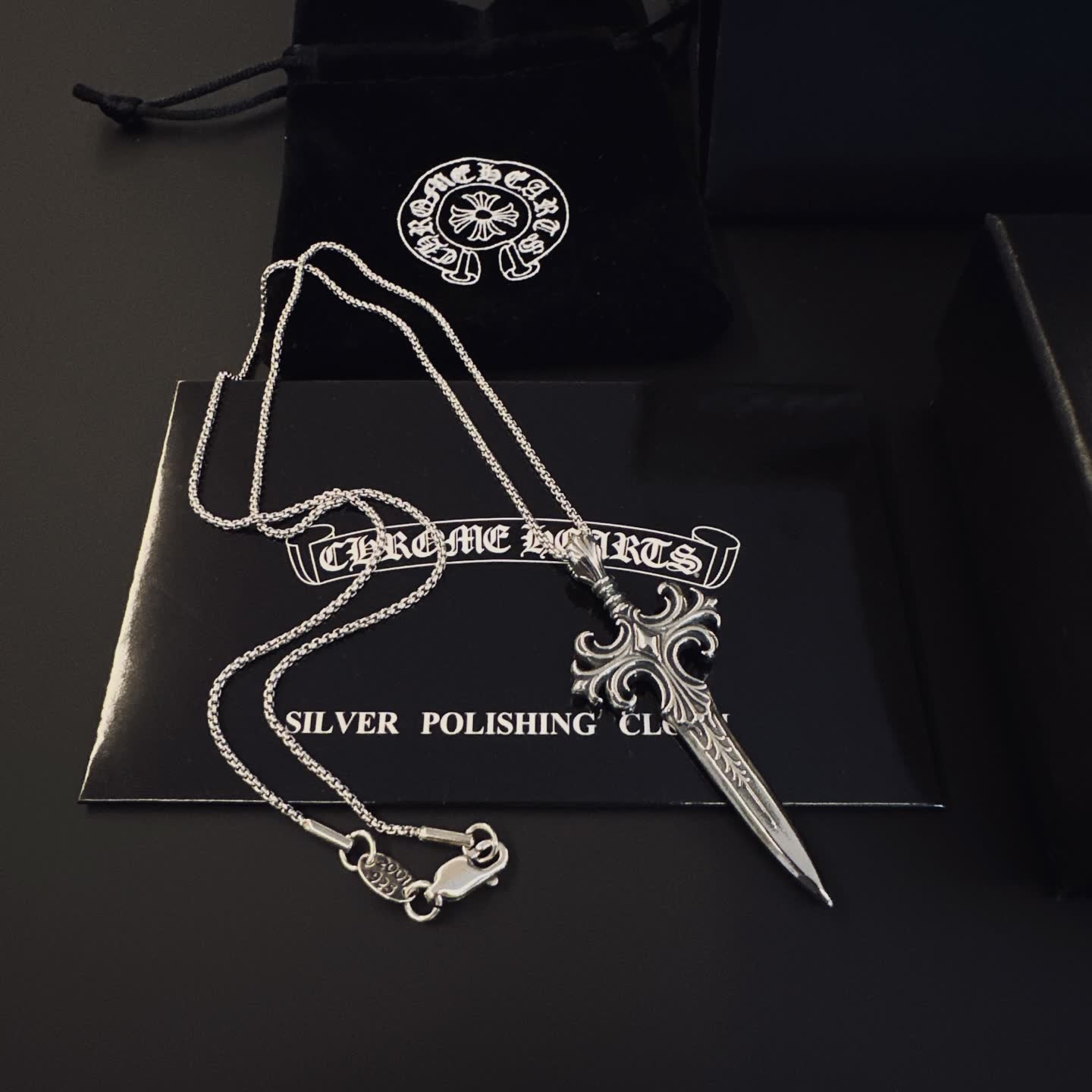 Chrome Hearts Silver Sword Pendant Necklace